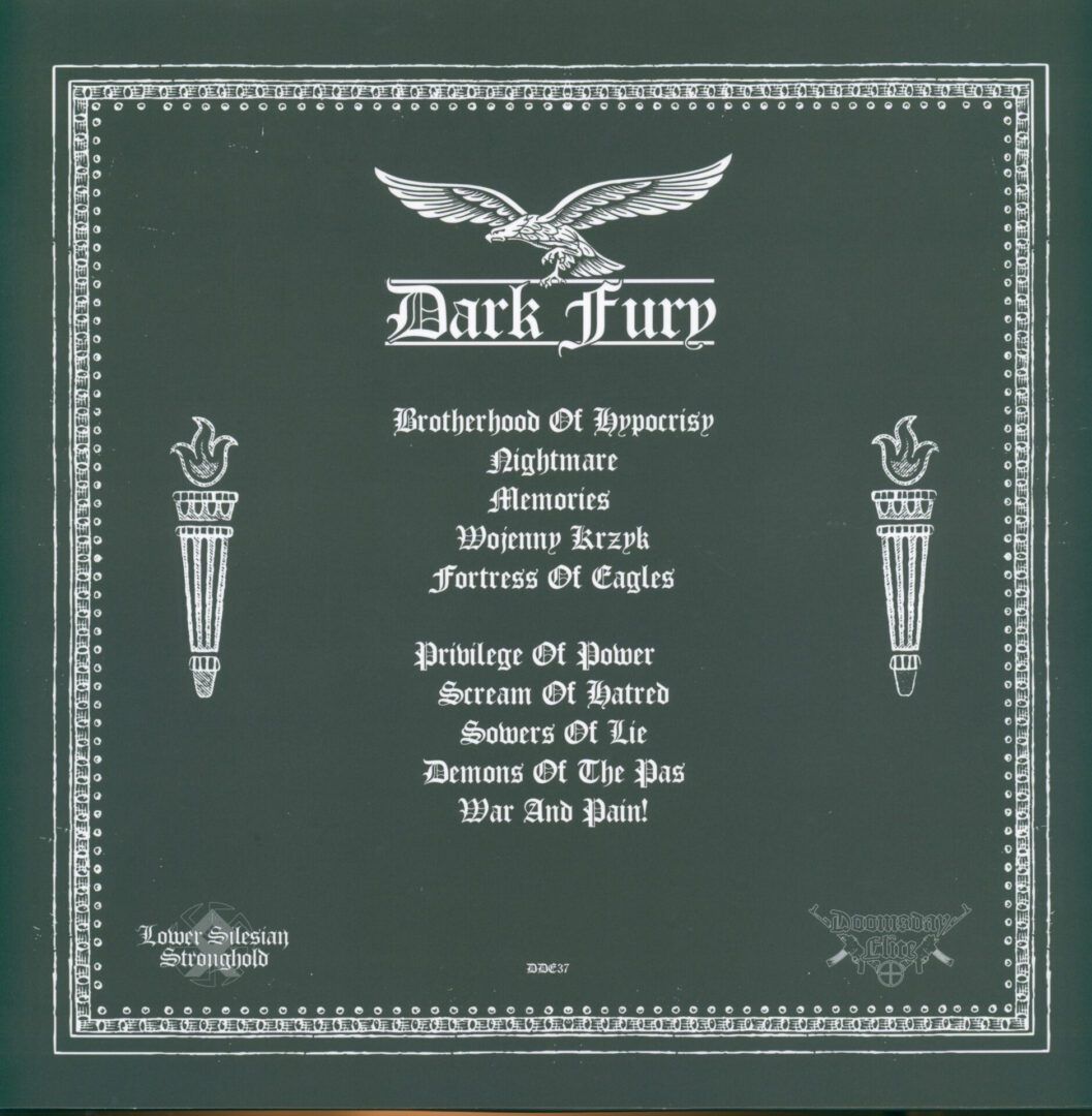 Dark Fury— Fortress Of Eagles Vinyl LP 2022 Lower Silesian Stronghold DDE37 - Image 2