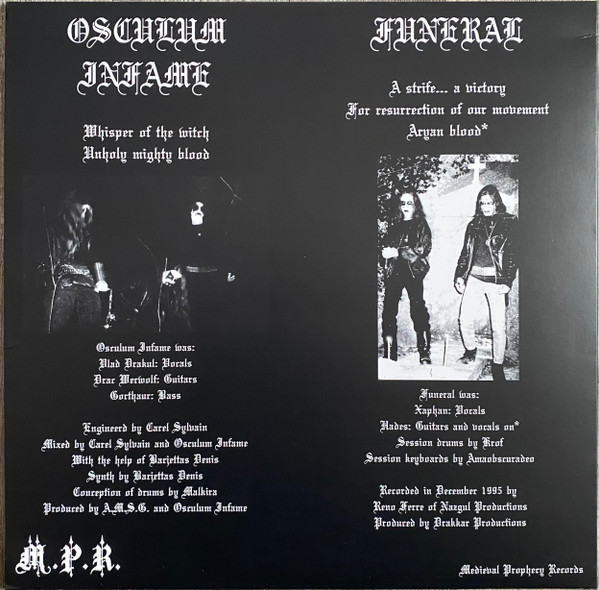 Osculum Infame / Funeral— Split LP Album 2024 Medieval Prophecy Records – none - Image 2